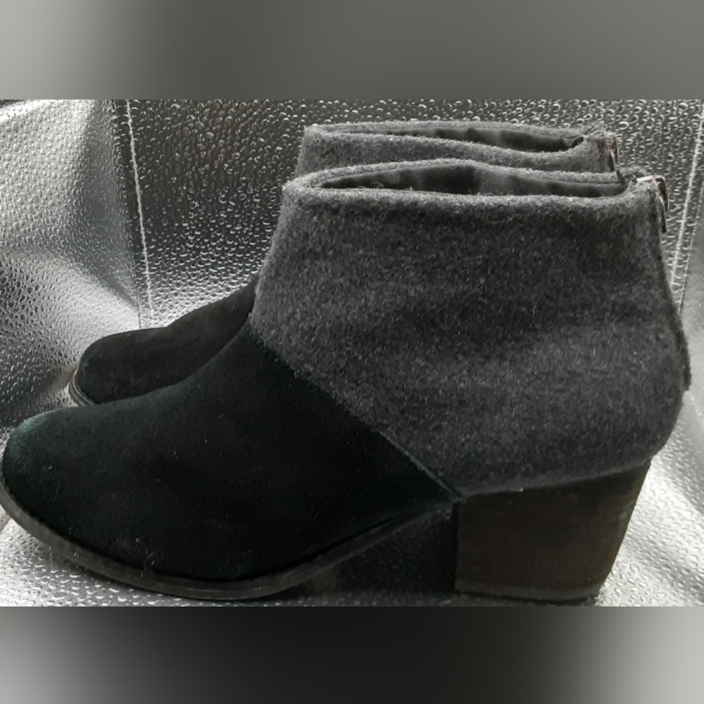 Tom black suede felted wool zip ankle boots  7.5